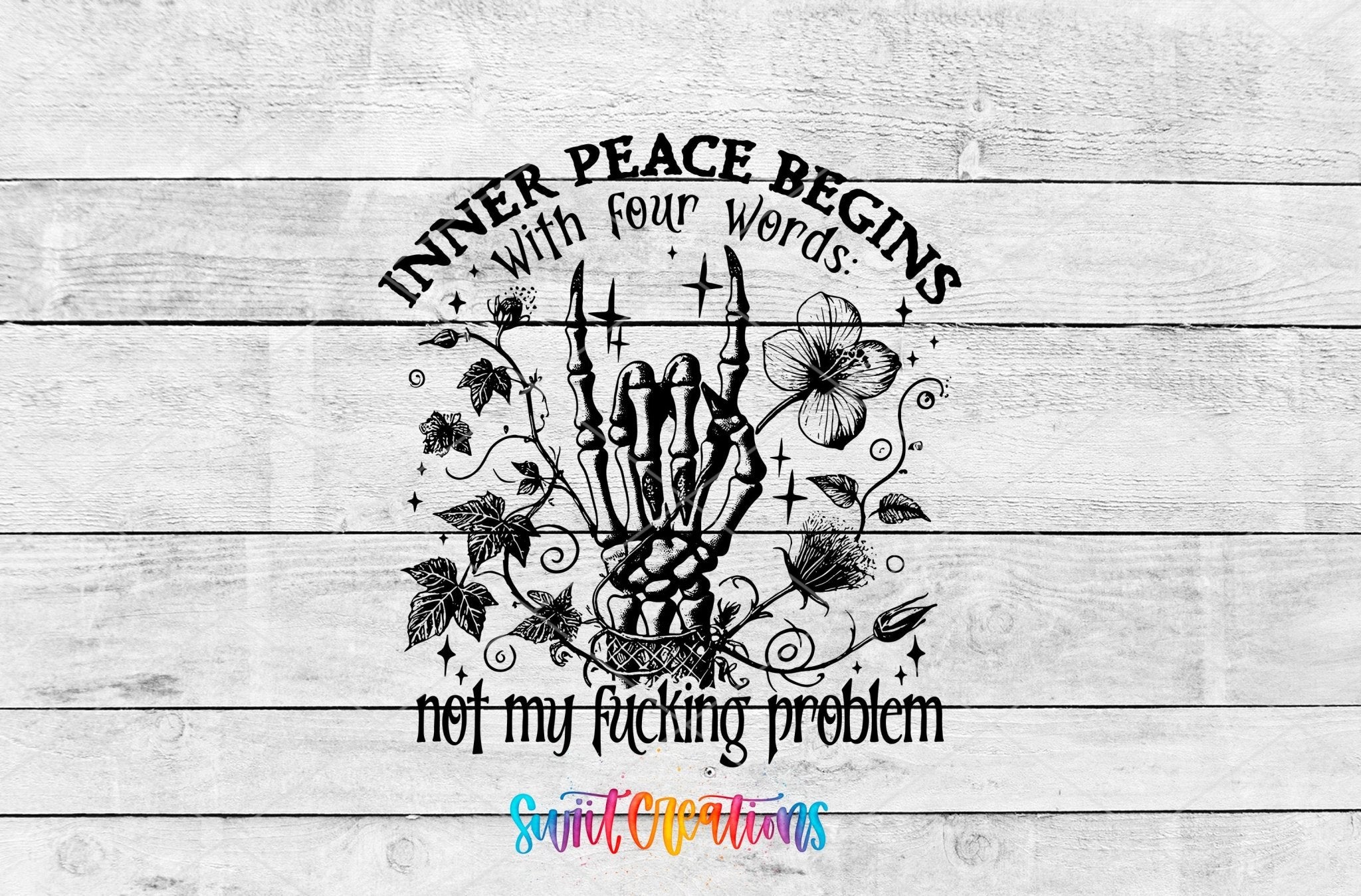 Inner Peace Begins With Four Words UV DTF transfer shown as a full artwork preview from Swiit Creations