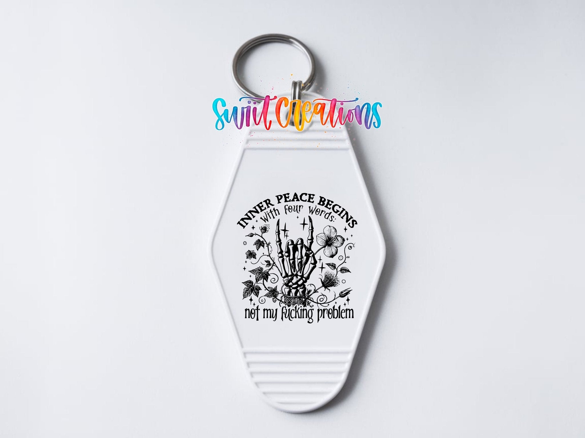 Inner Peace Begins With Motel Keychain UV DTF Transfer | Sarcastic Humor Skeleton Design | MK1918 - Swiit Creations