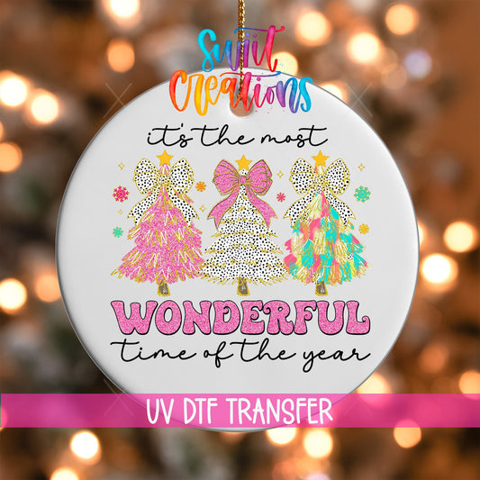 It's The Most Wonderful Time of the Year Christmas UV DTF Ornament Transfer | O-1241 - Swiit Creations