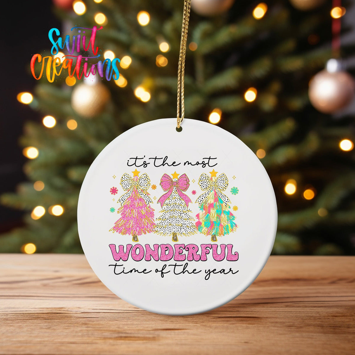 It's The Most Wonderful Time of the Year Christmas UV DTF Ornament Transfer | O-1241 - Swiit Creations