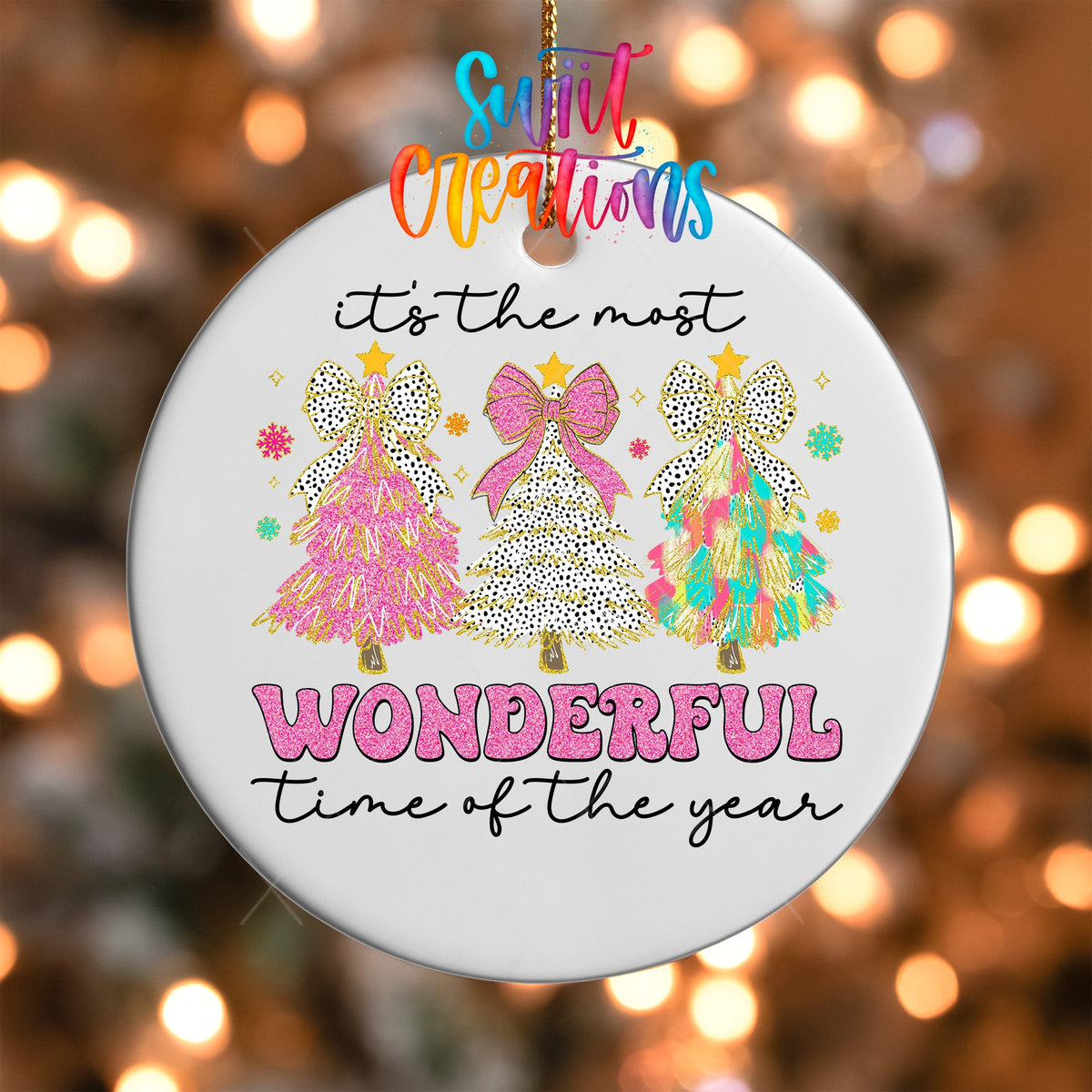 It's The Most Wonderful Time of the Year Christmas UV DTF Ornament Transfer | O-1241 - Swiit Creations