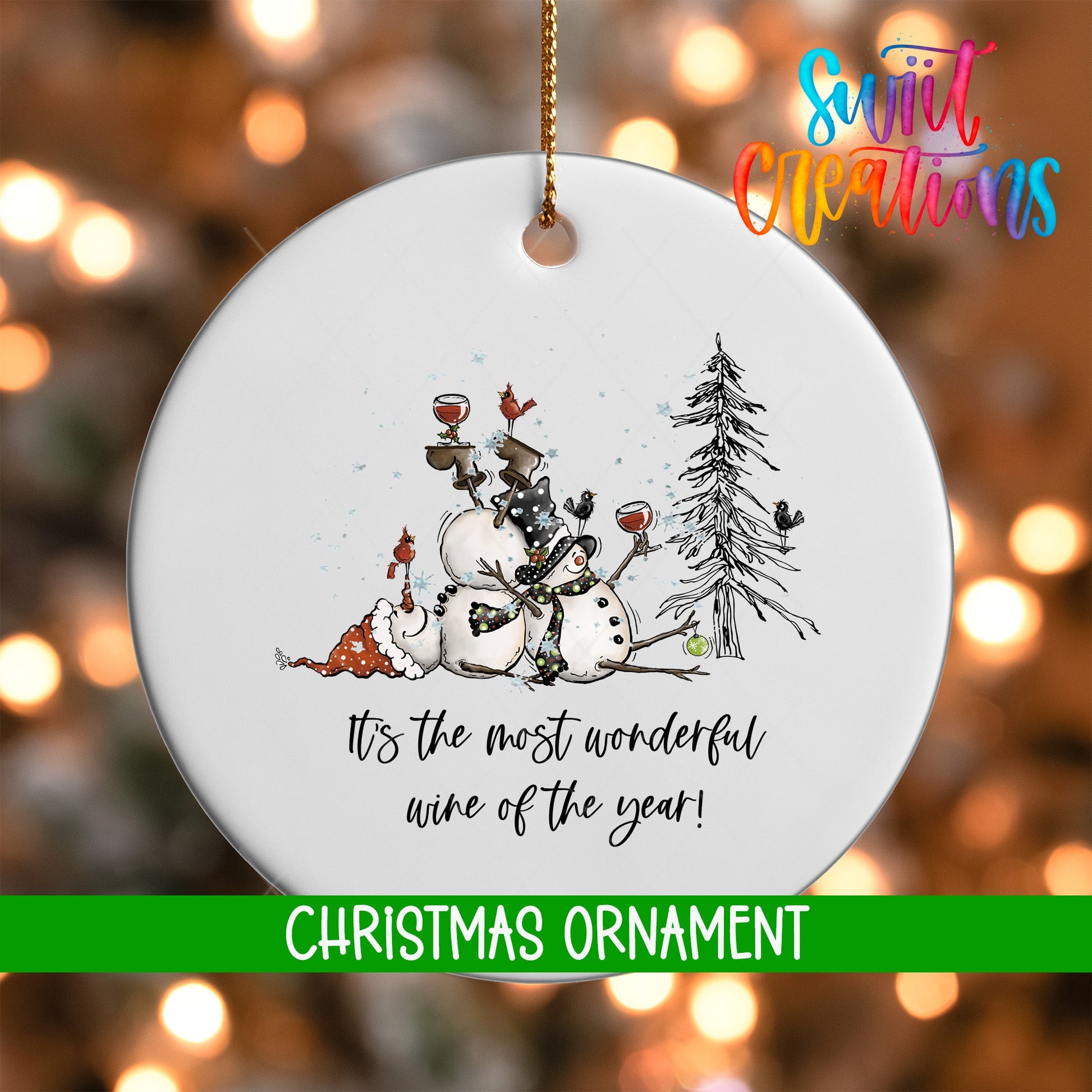 It's The Most Wonderful Wine of the Year Personalized Christmas Ornament | O1245 - Swiit Creations