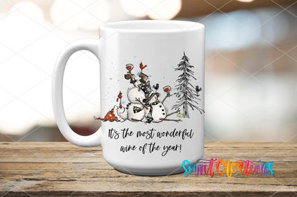 Most Wonderful Wine of the Year UV DTF transfer on a white ceramic coffee mug
