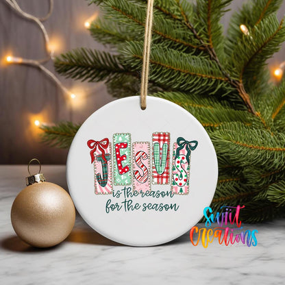 Jesus Is the Reason for the Season Christmas UV DTF Ornament Transfer | O-1750 - Swiit Creations