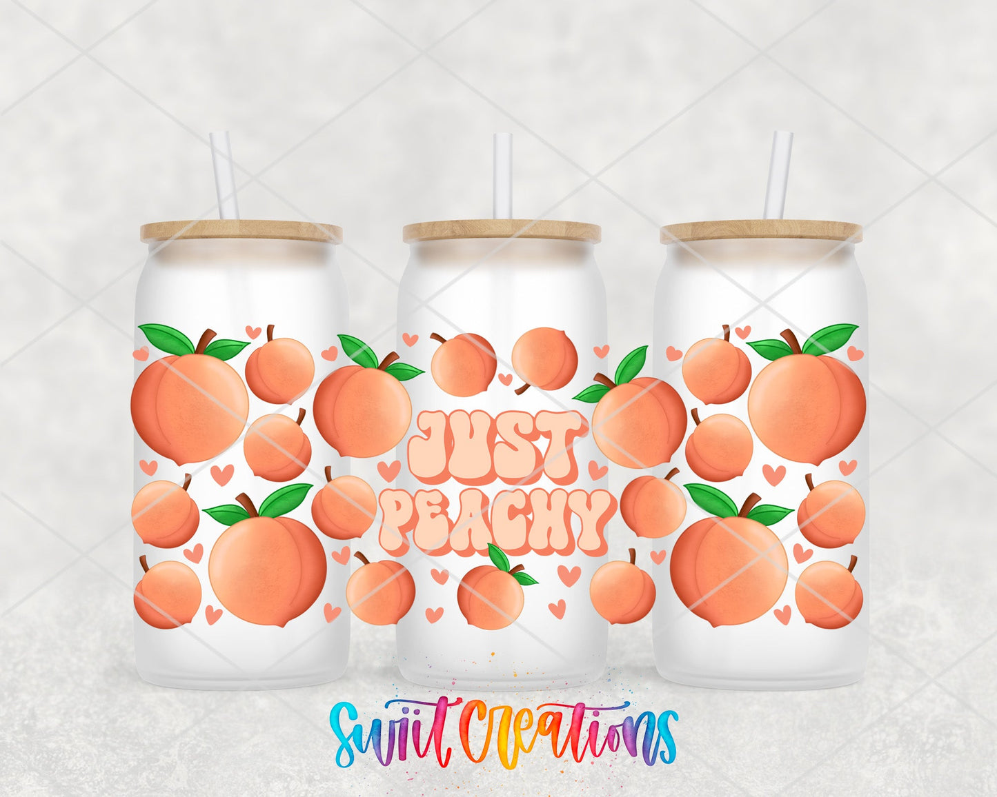 Just Peachy UV DTF Transfer Tumbler Wrap | Peach Fruit Summer | DTF049 - Swiit Creations