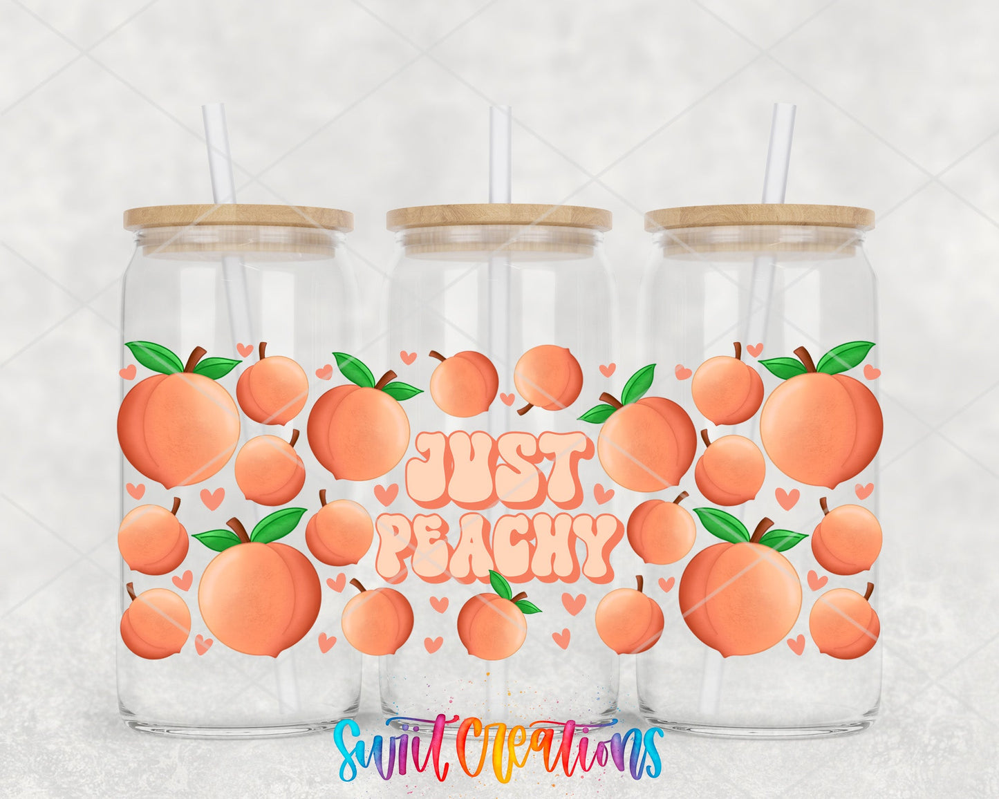 Just Peachy UV DTF Transfer Tumbler Wrap | Peach Fruit Summer | DTF049 - Swiit Creations