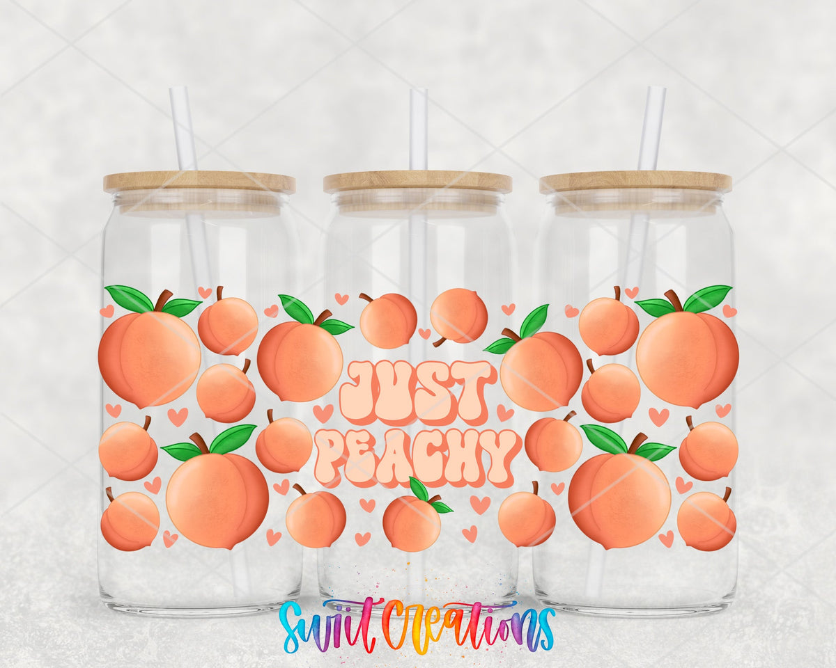 Just Peachy UV DTF Transfer Tumbler Wrap | Peach Fruit Summer | DTF049 - Swiit Creations