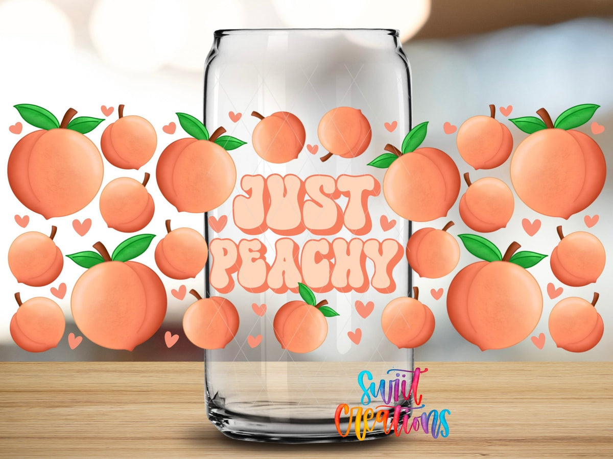 Just Peachy UV DTF Transfer Tumbler Wrap | Peach Fruit Summer | DTF049 - Swiit Creations