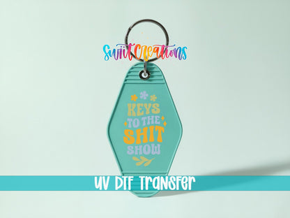 Keys To The Shit Show Motel Keychain UV DTF Transfer | Funny Adult Humor Retro Decal | MK2126 - Swiit Creations