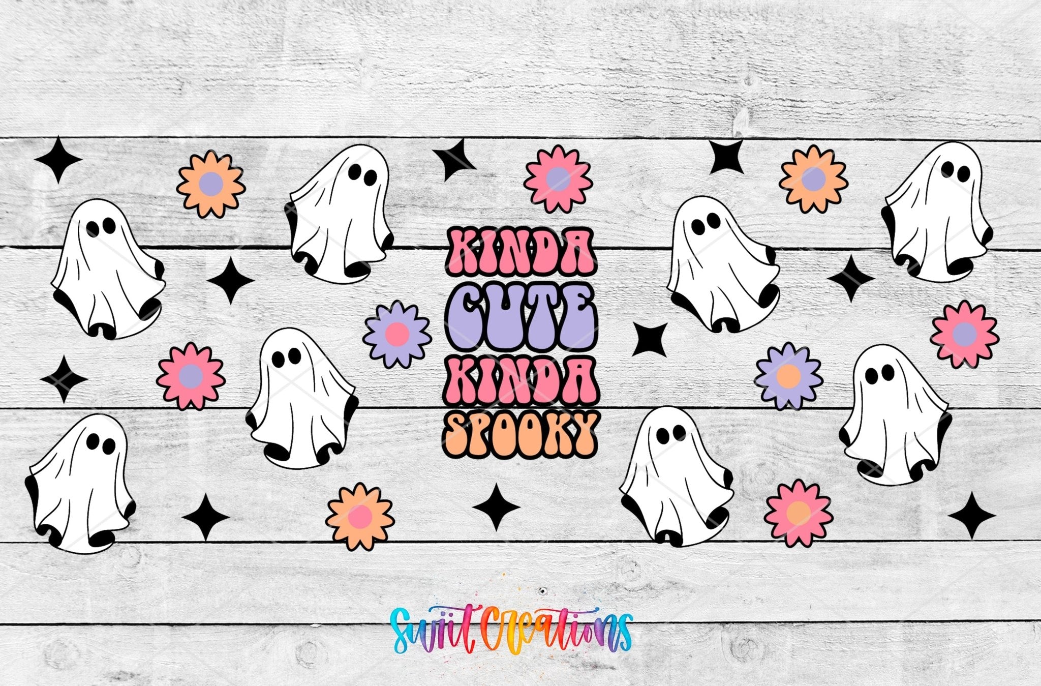 Kinda Cute Kinda Spooky Ghost UV DTF Transfer Tumbler Wrap | DTF125 - Swiit Creations