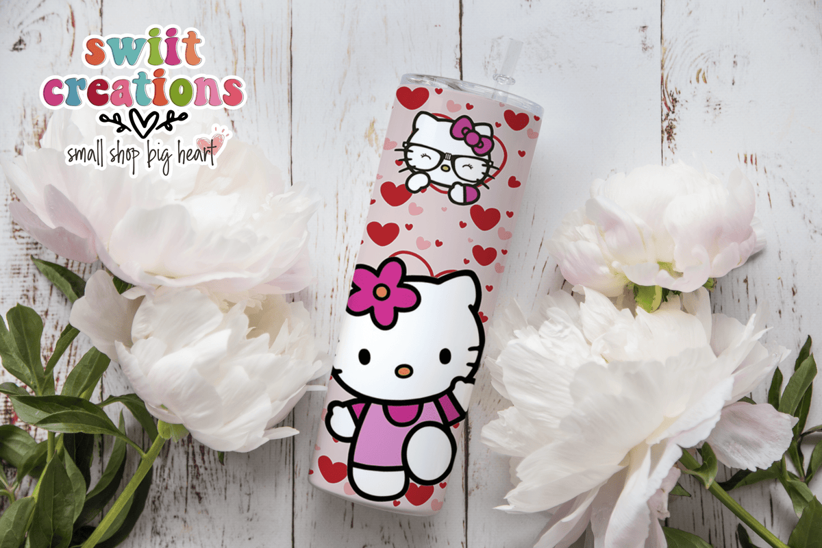 Kitty Hearts Tumbler (T386) - Swiit Creations