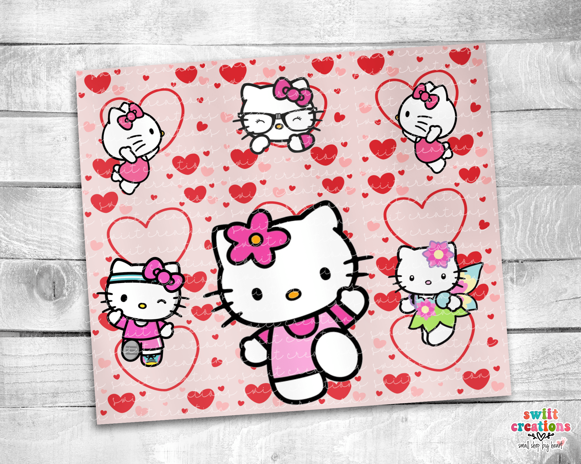 Kitty Hearts Tumbler (T386) - Swiit Creations