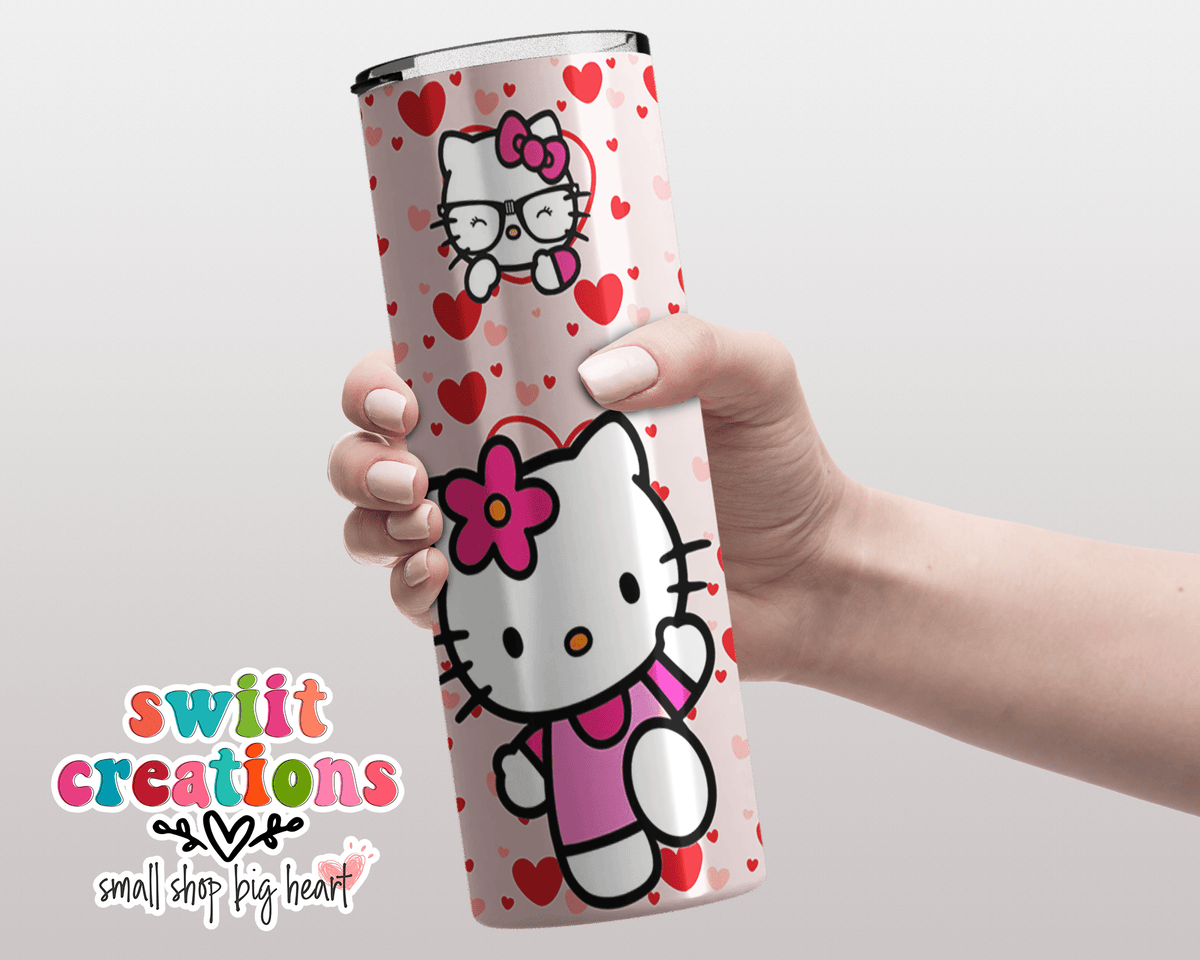 Kitty Hearts Tumbler (T386) - Swiit Creations