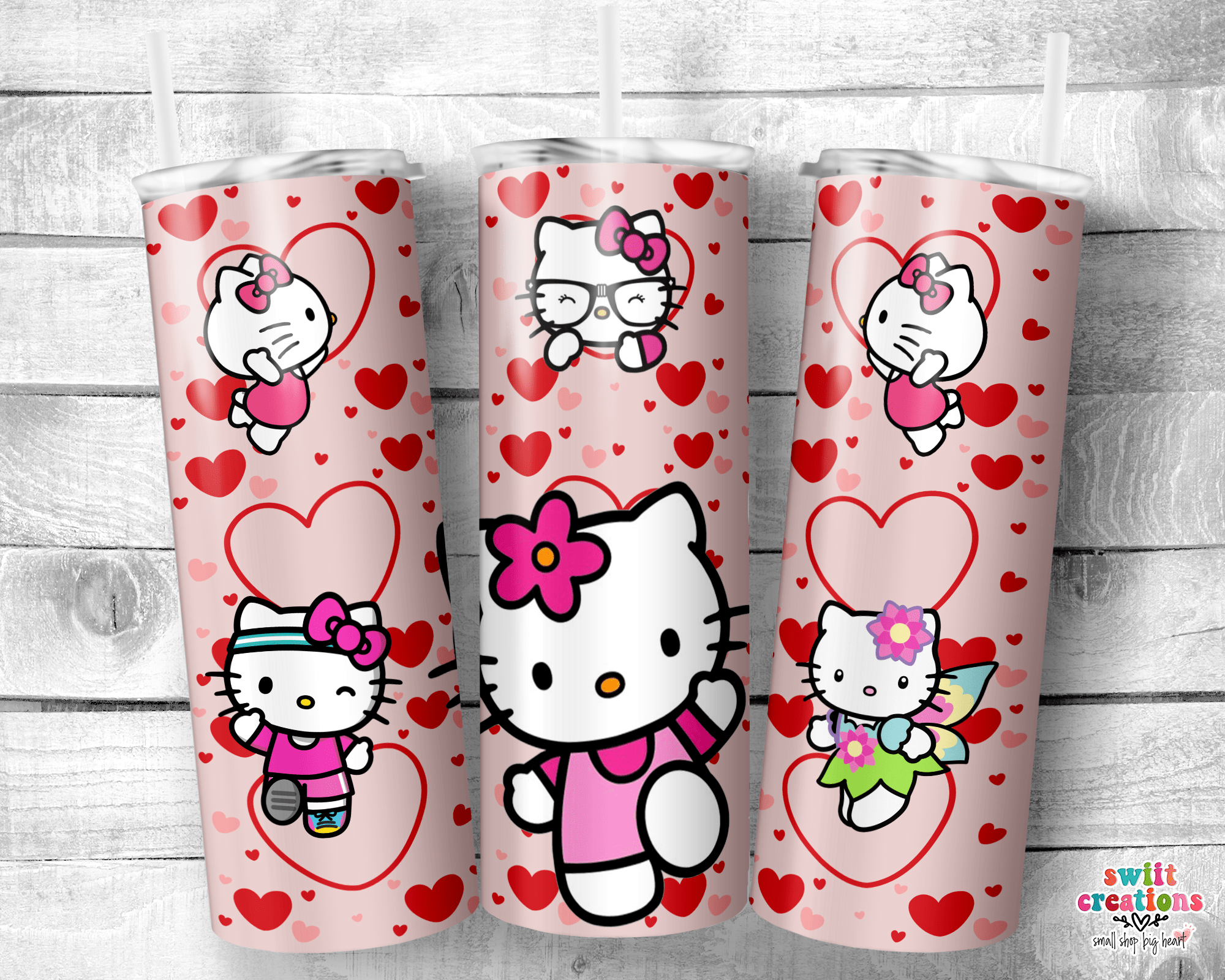 Kitty Hearts Tumbler (T386) - Swiit Creations