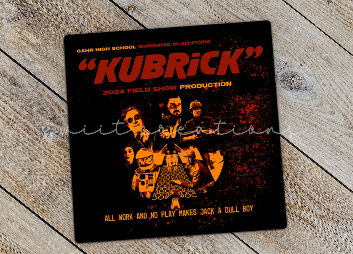 Close-up of the Gahr Kubrick 2024 sticker on rustic wood
