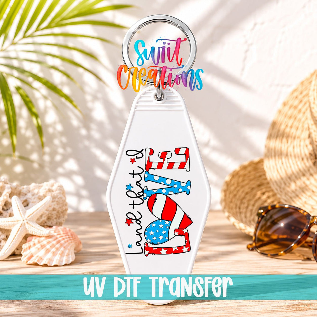 Land That I Love Motel Keychain UV DTF Transfer | Patriotic USA Design | MK1543 - Swiit Creations
