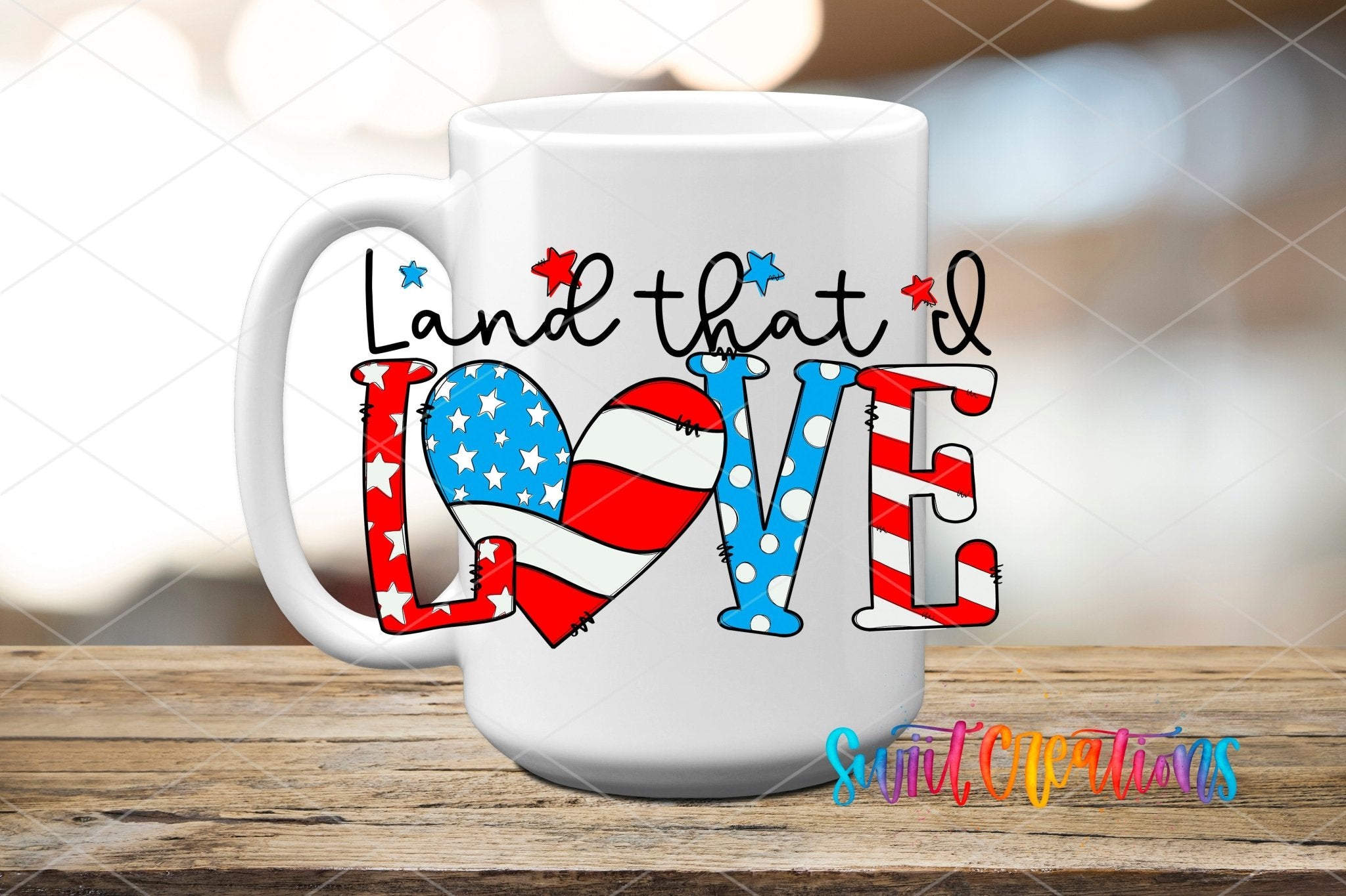 Land That I Love Patriotic Heart UV DTF Cup Decal | UV1543 - Swiit Creations
