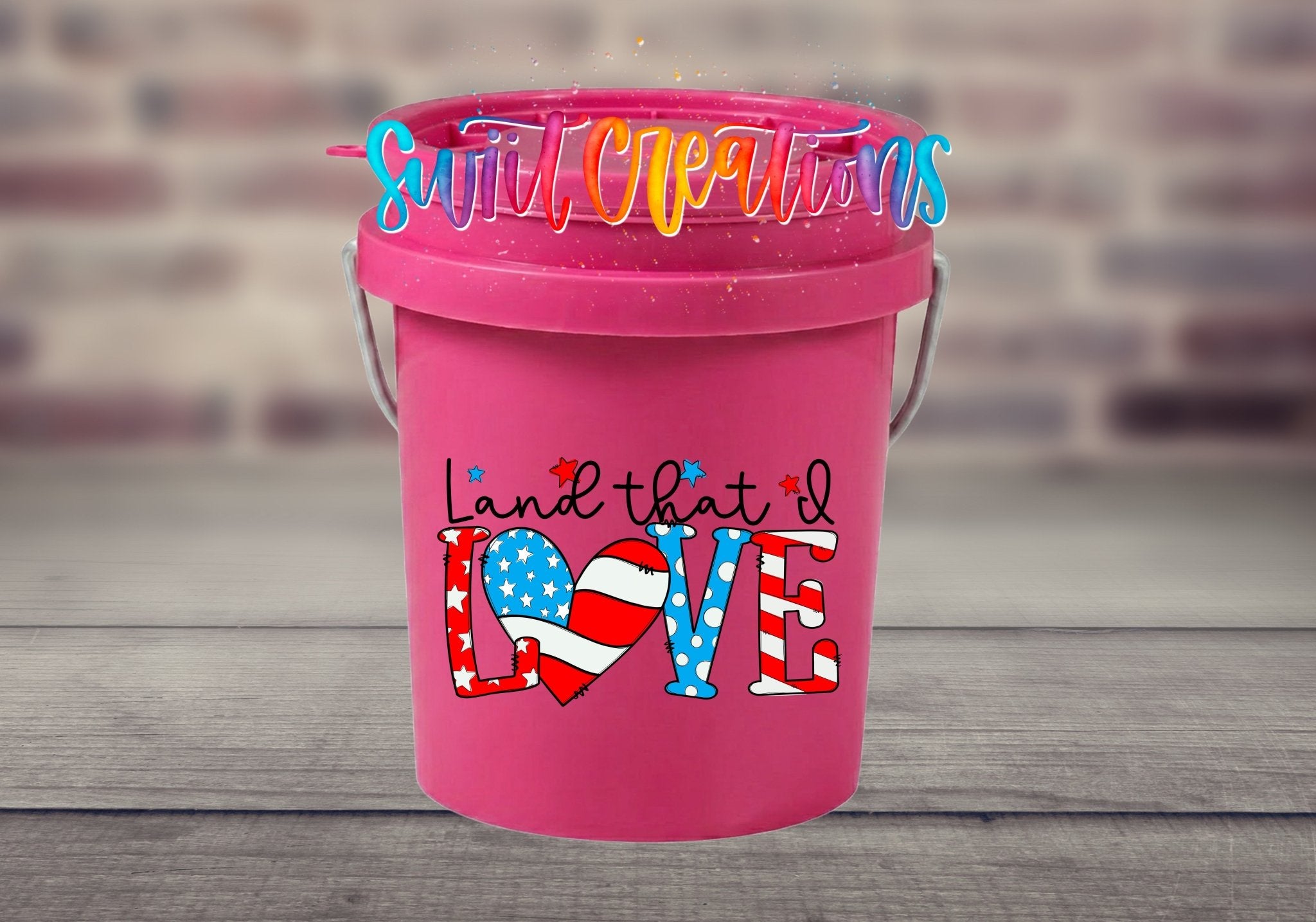 Land That I Love Patriotic Mini Bucket UV DTF Transfer | American Flag Heart Design | MB1543 - Swiit Creations