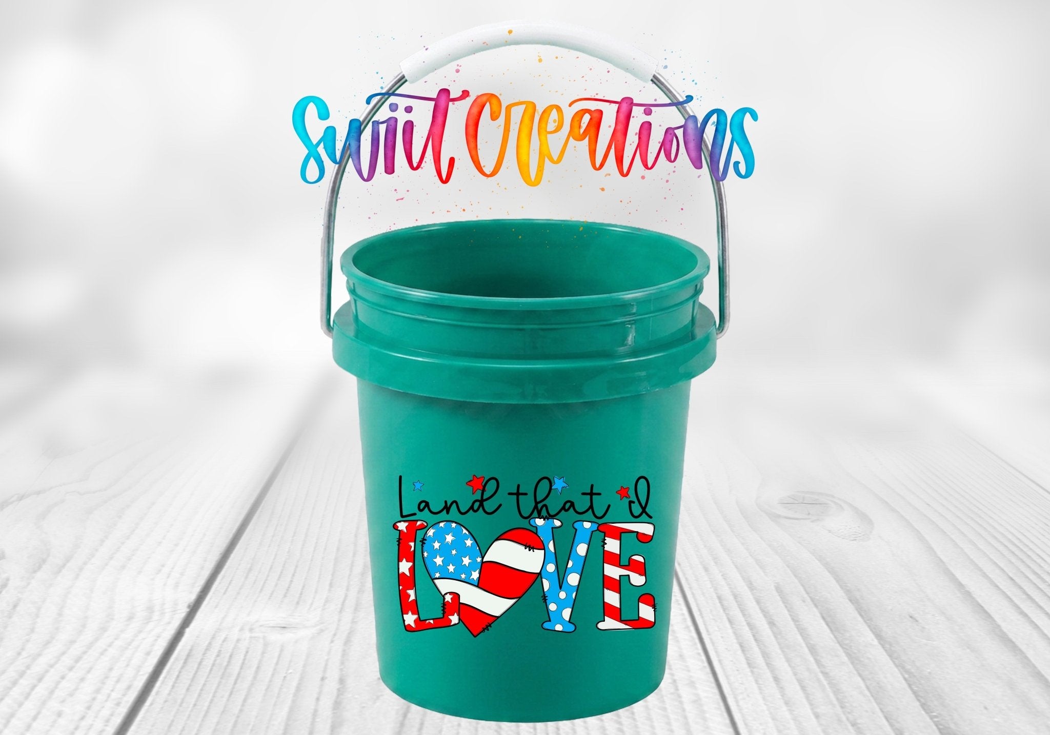 Land That I Love Patriotic Mini Bucket UV DTF Transfer | American Flag Heart Design | MB1543 - Swiit Creations