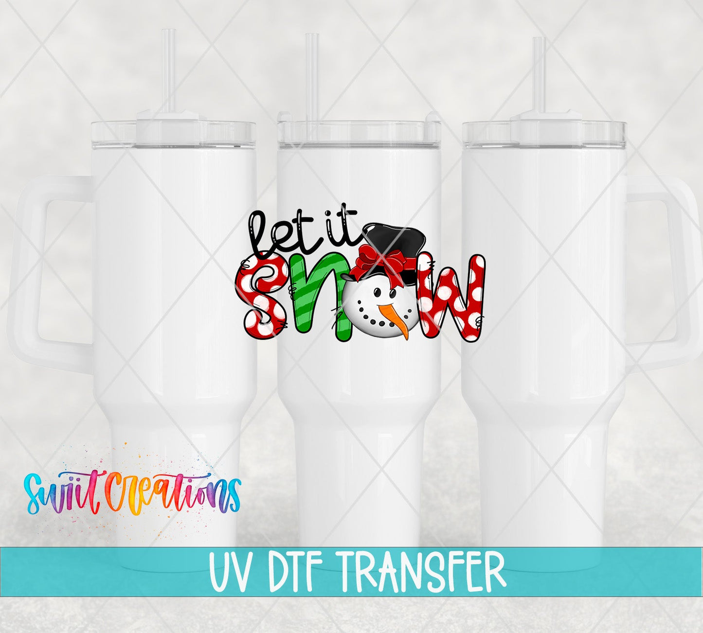 Let It Snow Snowman Christmas UV DTF Decal | UV1142 - Swiit Creations