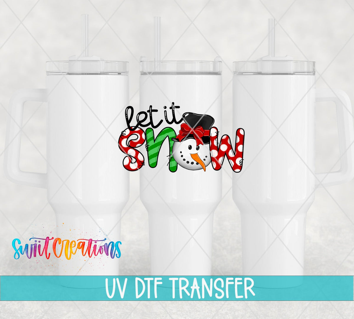 Let It Snow Snowman Christmas UV DTF Decal | UV1142 - Swiit Creations