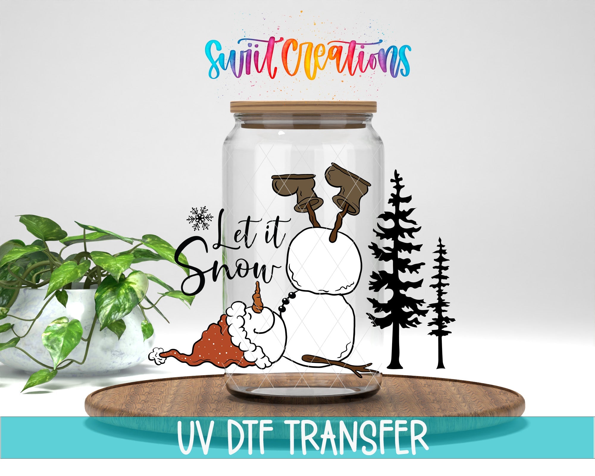 Let It Snow Snowman Winter UV DTF Decal | Christmas Tumbler Decal | UV1089 - Swiit Creations