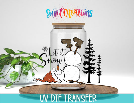 Let It Snow Snowman Winter UV DTF Decal | Christmas Tumbler Decal | UV1089 - Swiit Creations
