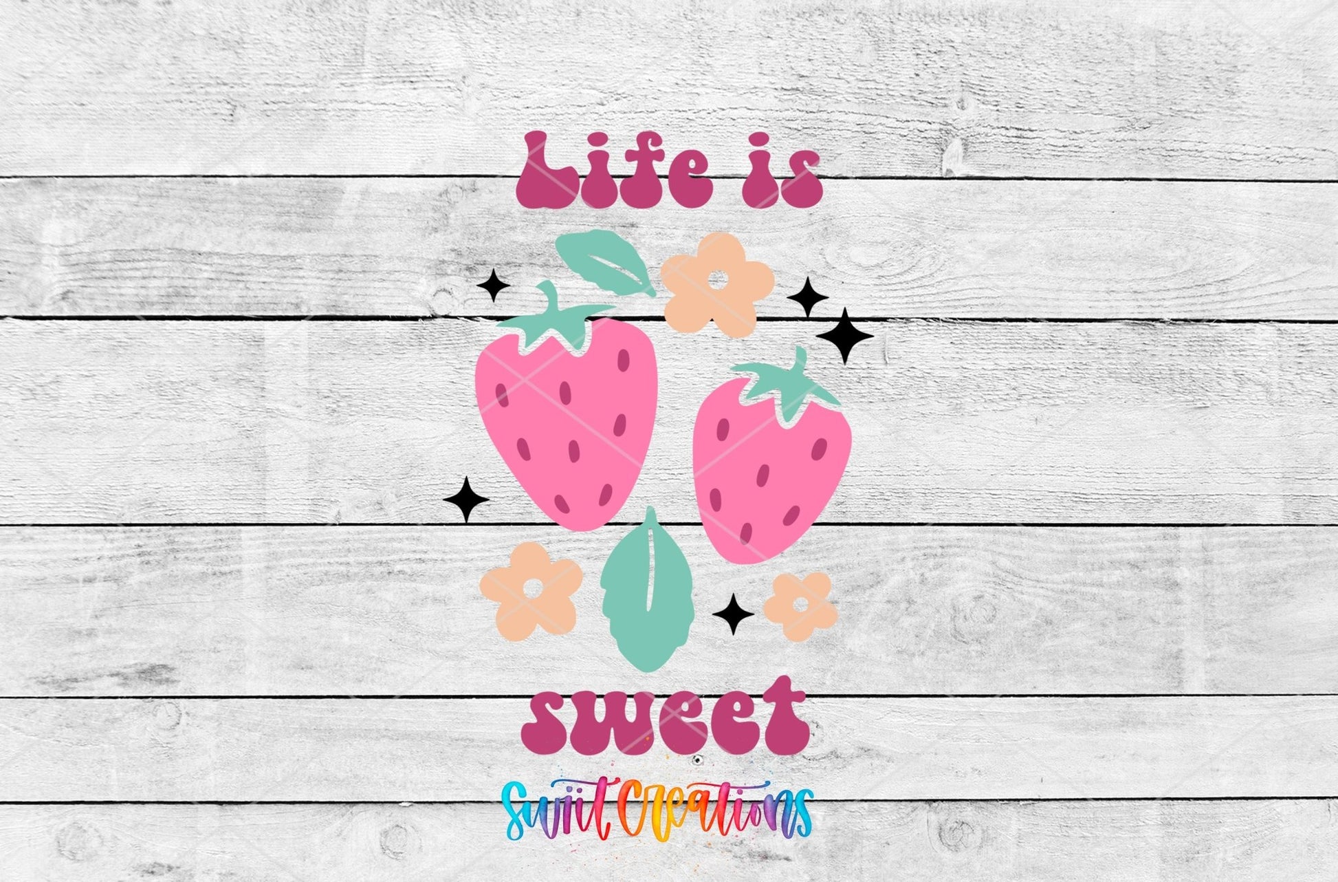 Life Is Sweet Strawberry Motel Keychain UV DTF Transfer | Cute Summer Fruit Decal | MK2067 - Swiit Creations