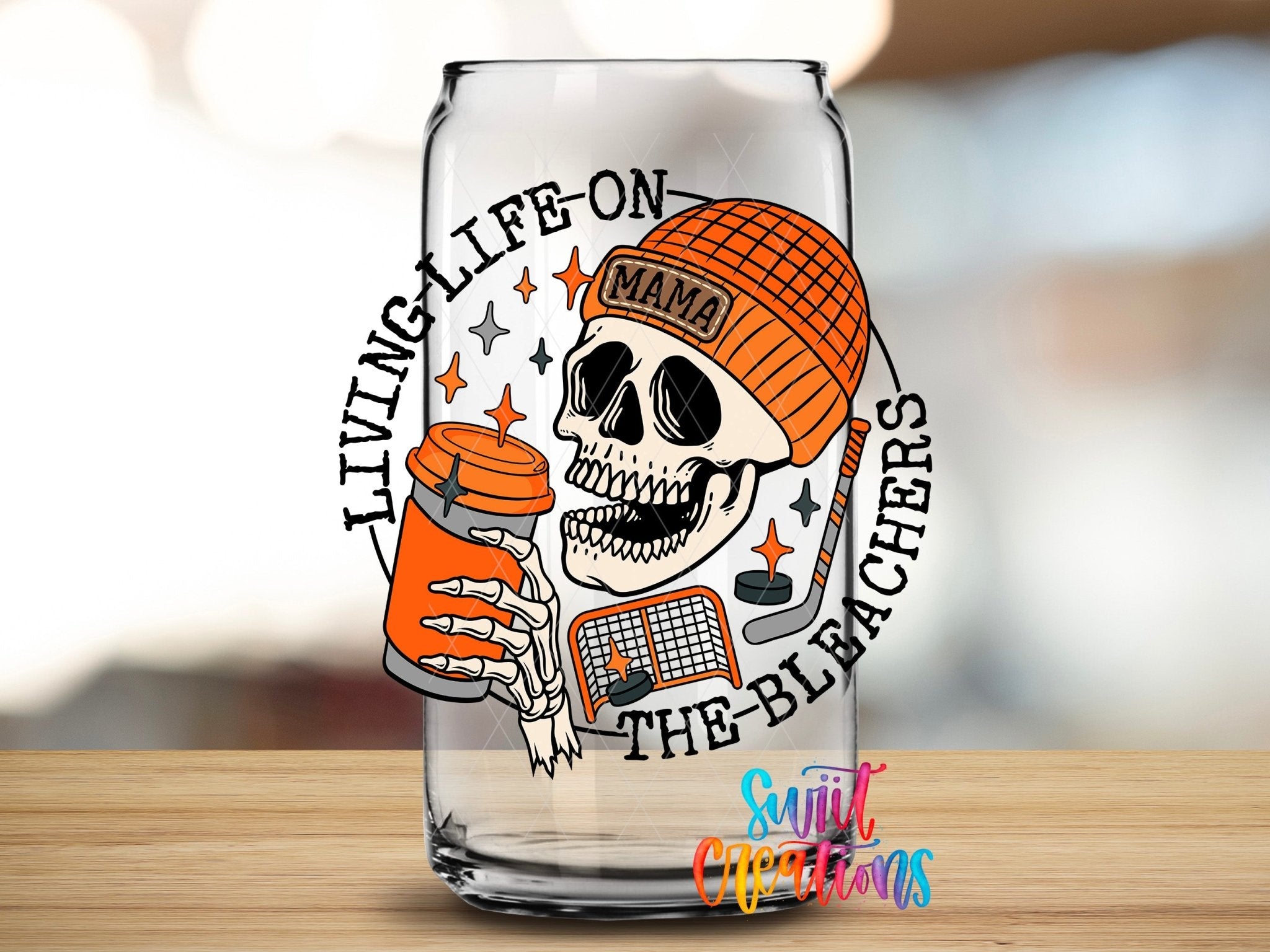 Living Life on the Bleachers Hockey UV DTF Cup Decal | UV1040 - Swiit Creations