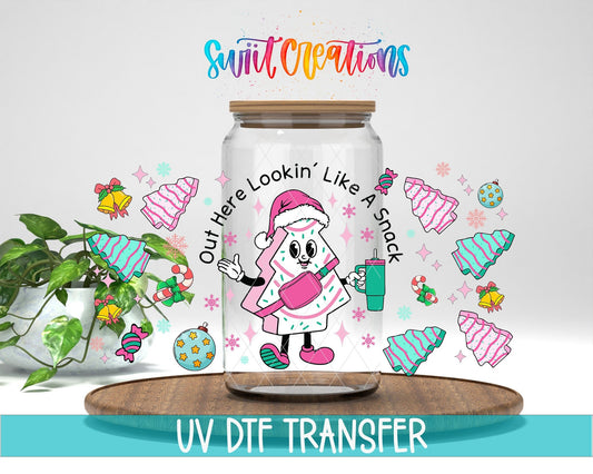 Looking Like A Snack UV DTF Transfer Tumbler Wrap | Pink Christmas Tree Cake | DTF176 - Swiit Creations