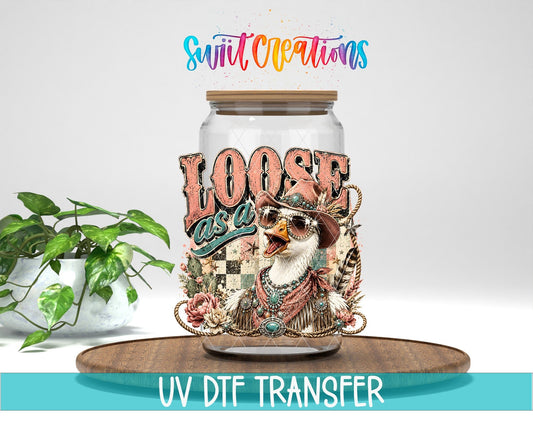 Loose as a Goose Western Glam UV DTF Transfer | Funny Cowgirl Goose Drinkware Design | UV2080 - Swiit Creations