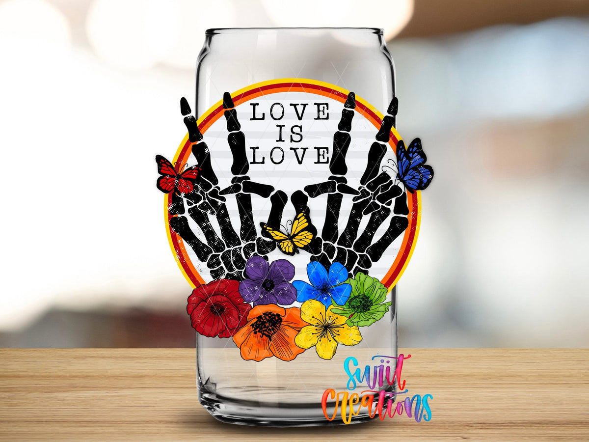 Love Is Love Rainbow Skeleton Hands UV DTF Cup Decal | UV488 - Swiit Creations