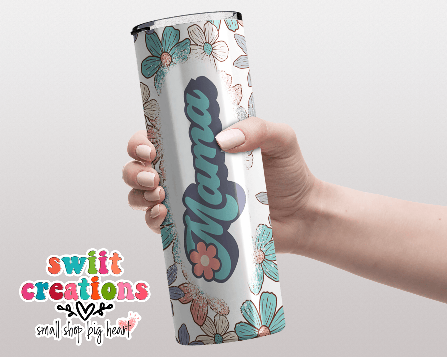 Mama Pastel Floral Tumbler (T505) - Swiit Creations