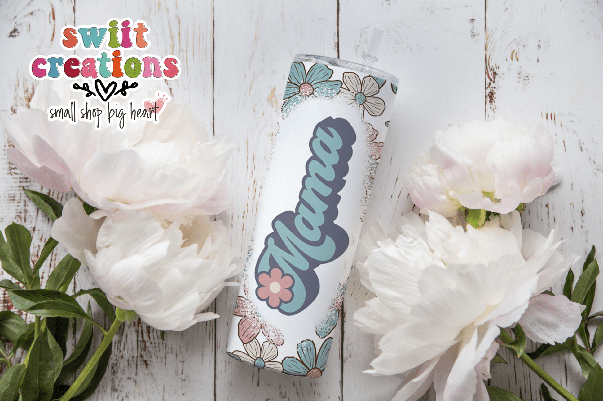 Mama Pastel Floral Tumbler (T505) - Swiit Creations