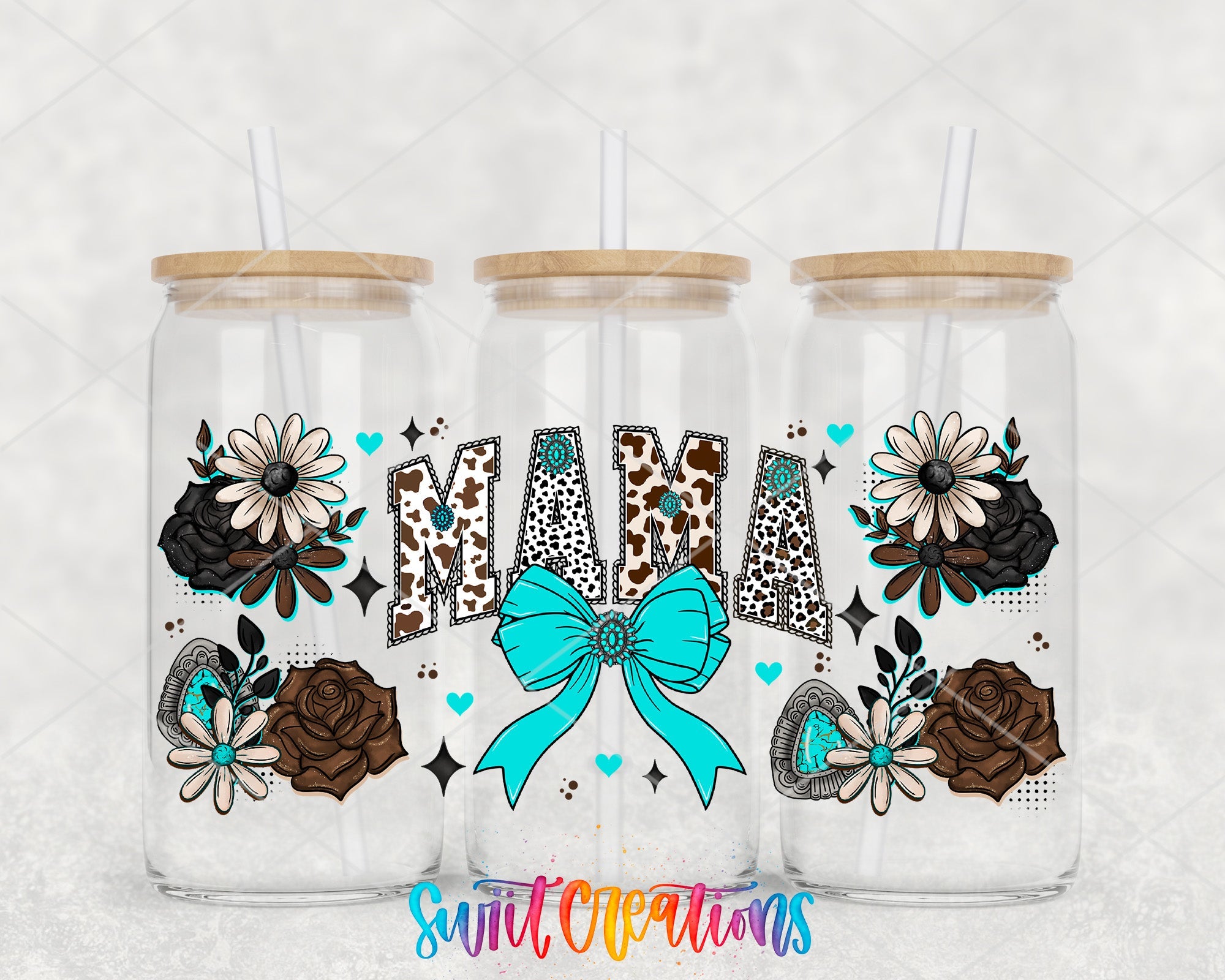 Mama UV DTF Decal Cow Print Bow Floral Country Style | DTF315 - Swiit Creations