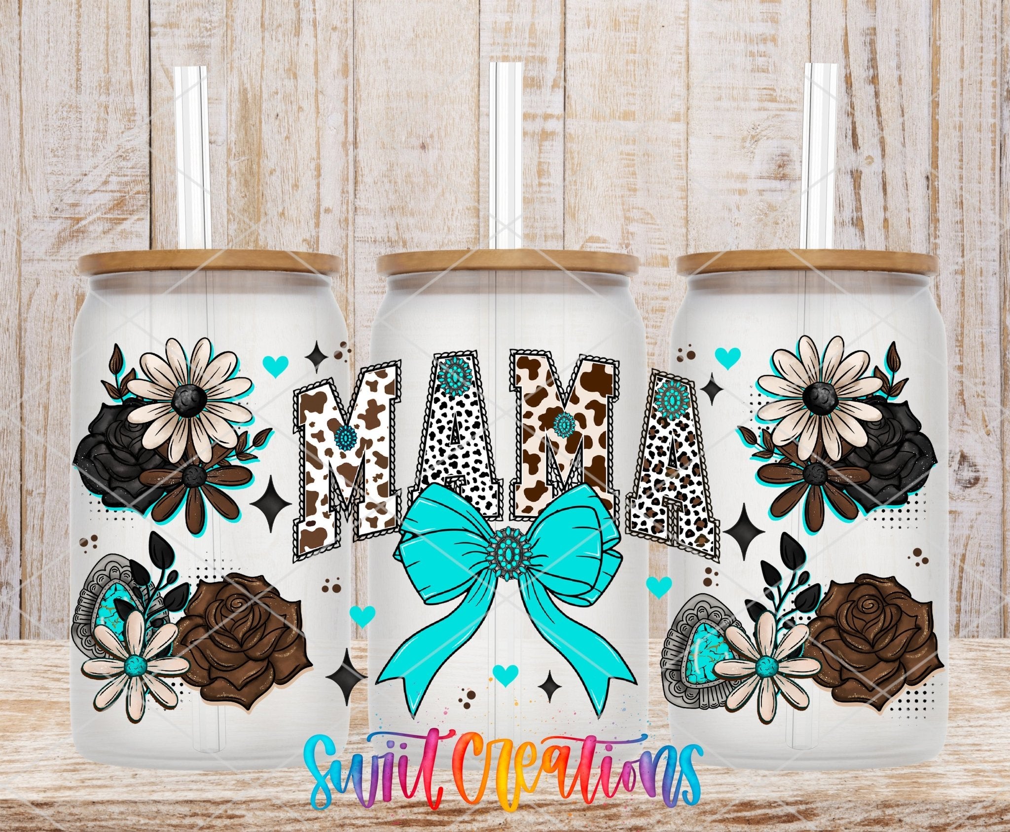 Mama UV DTF Decal Cow Print Bow Floral Country Style | DTF315 - Swiit Creations