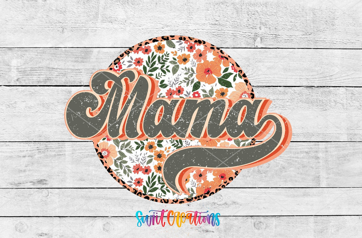 Mama UV DTF Decal | Floral Retro Leopard Glass Can Wrap | UV624 - Swiit Creations