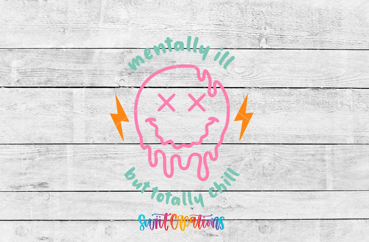 Mentally Ill But Totally Chill Motel Keychain UV DTF Transfer | Funny Retro Skull Decal | MK2069 - Swiit Creations