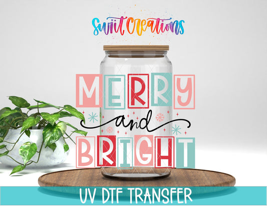Merry and Bright Christmas UV DTF Cup Decal | UV1139 - Swiit Creations