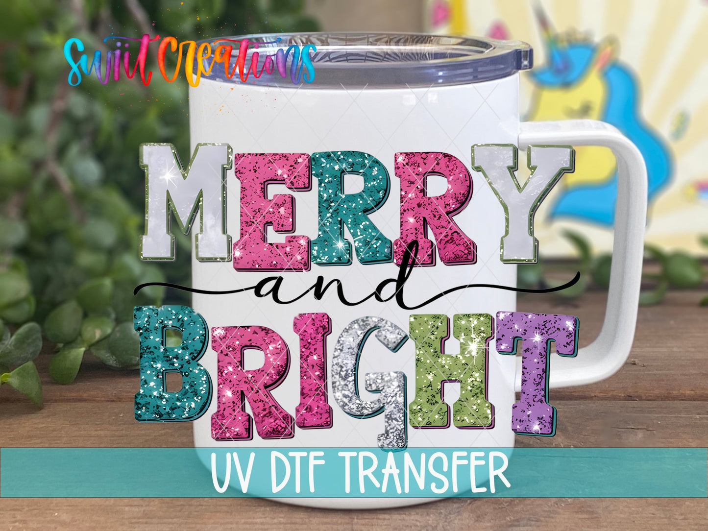 Merry and Bright Christmas UV DTF Cup Decal | UV1201 - Swiit Creations
