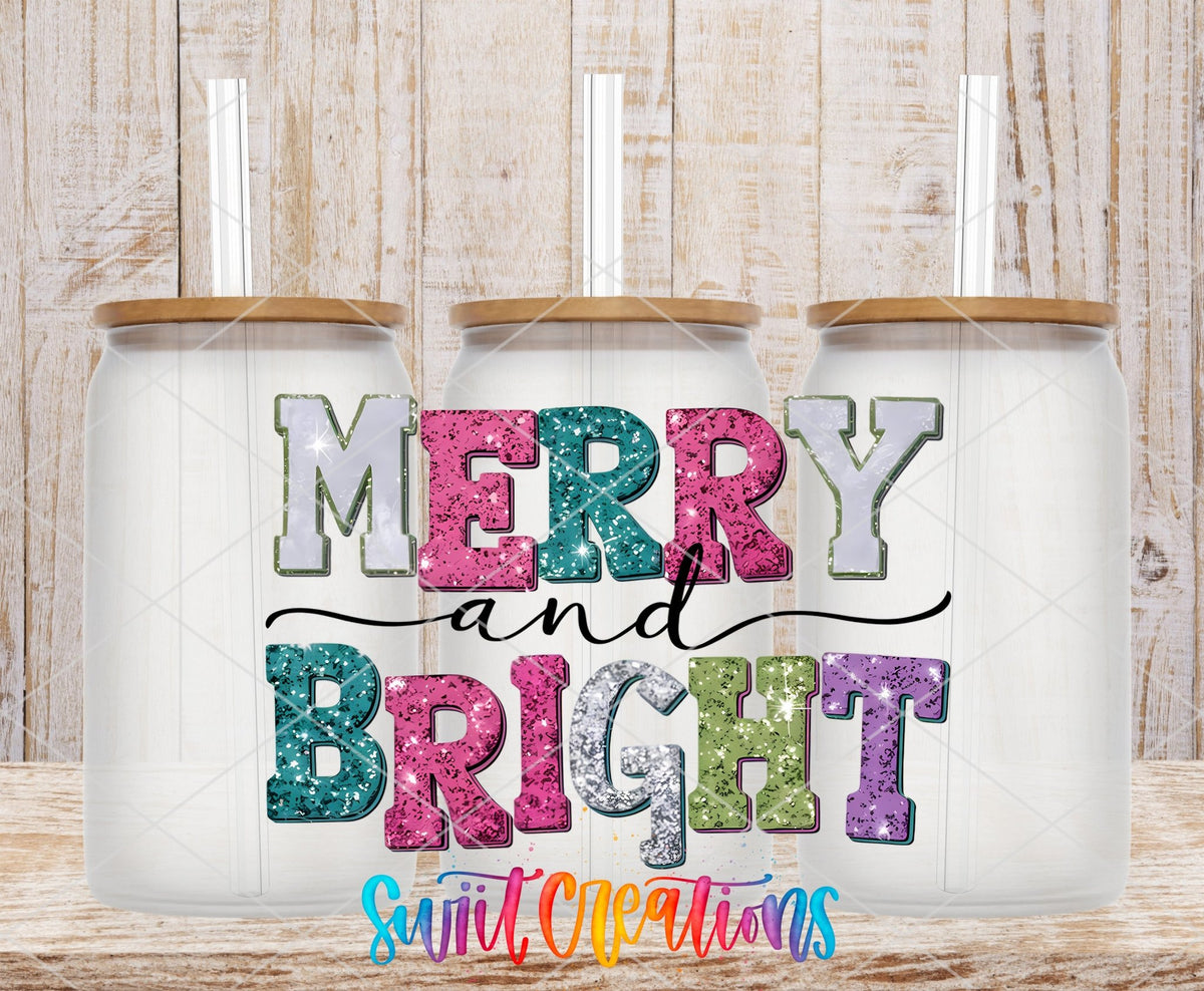 Merry and Bright Christmas UV DTF Cup Decal | UV1201 - Swiit Creations