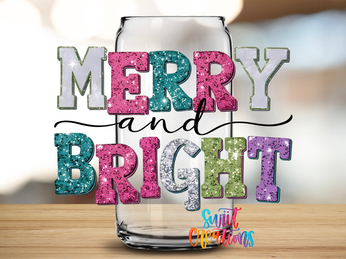 Merry and Bright Christmas UV DTF Cup Decal | UV1201 - Swiit Creations
