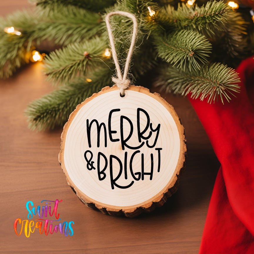 Merry and Bright Christmas UV Dtf Ornament Transfer | O-015 - Swiit Creations