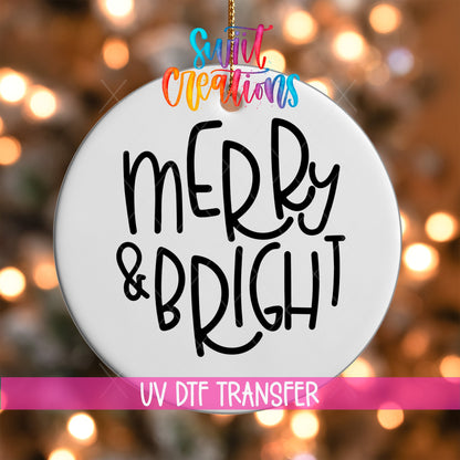 Merry and Bright Christmas UV Dtf Ornament Transfer | O-015 - Swiit Creations