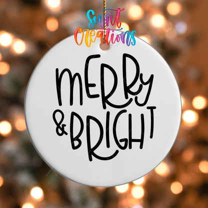 Merry and Bright Christmas UV Dtf Ornament Transfer | O-015 - Swiit Creations