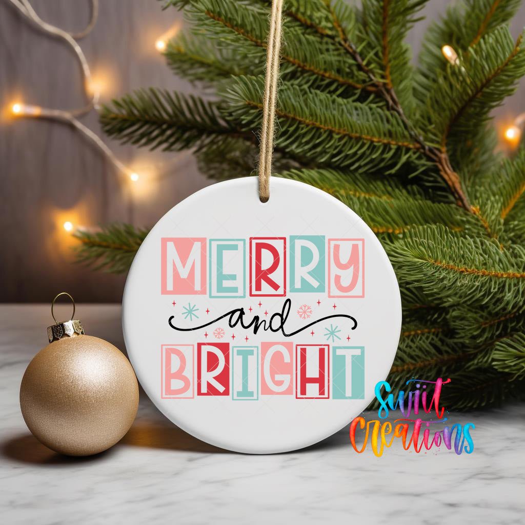 Merry and Bright Christmas UV DTF Ornament Transfer | O-1139 - Swiit Creations