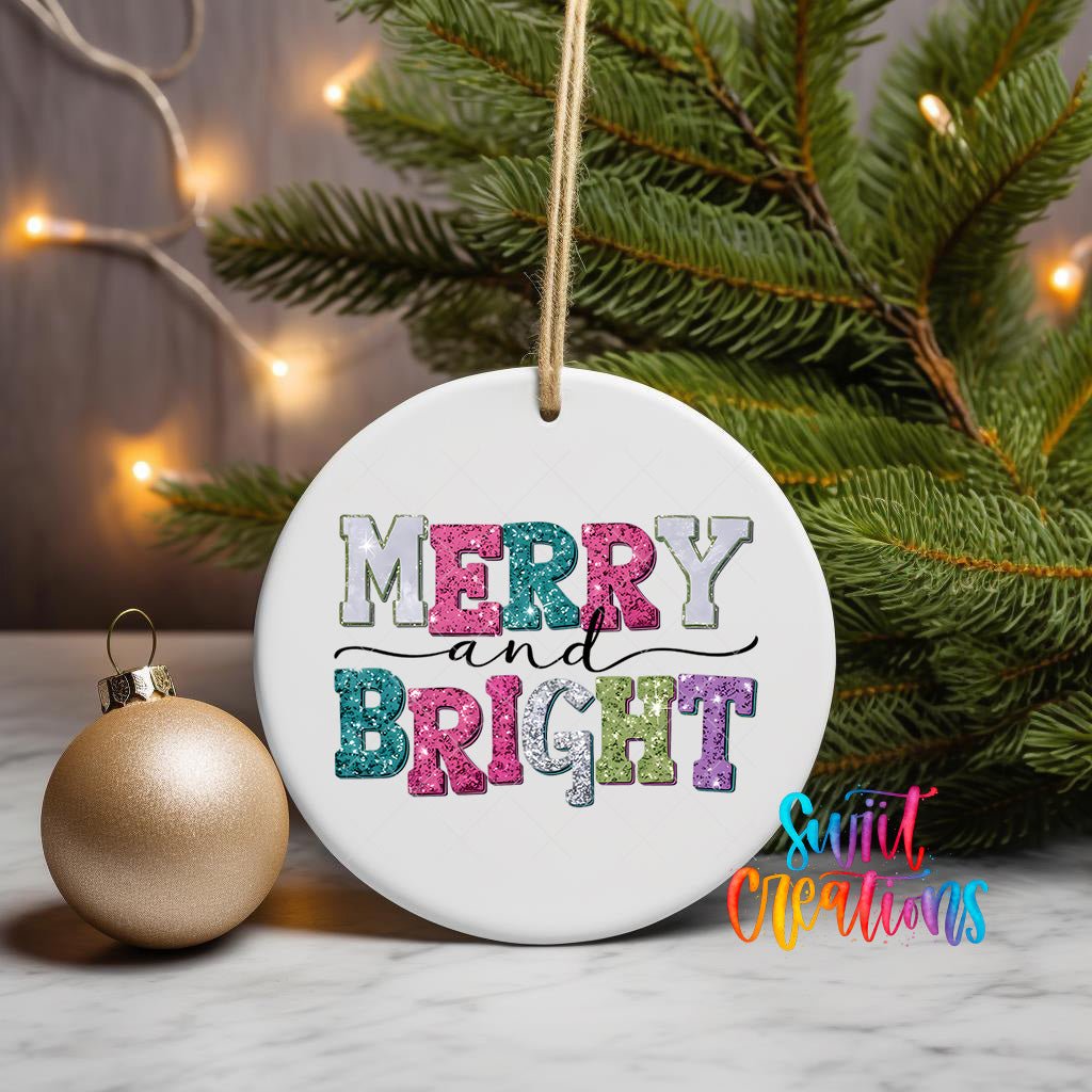 Merry and Bright Christmas UV DTF Ornament Transfer | O-1201 - Swiit Creations