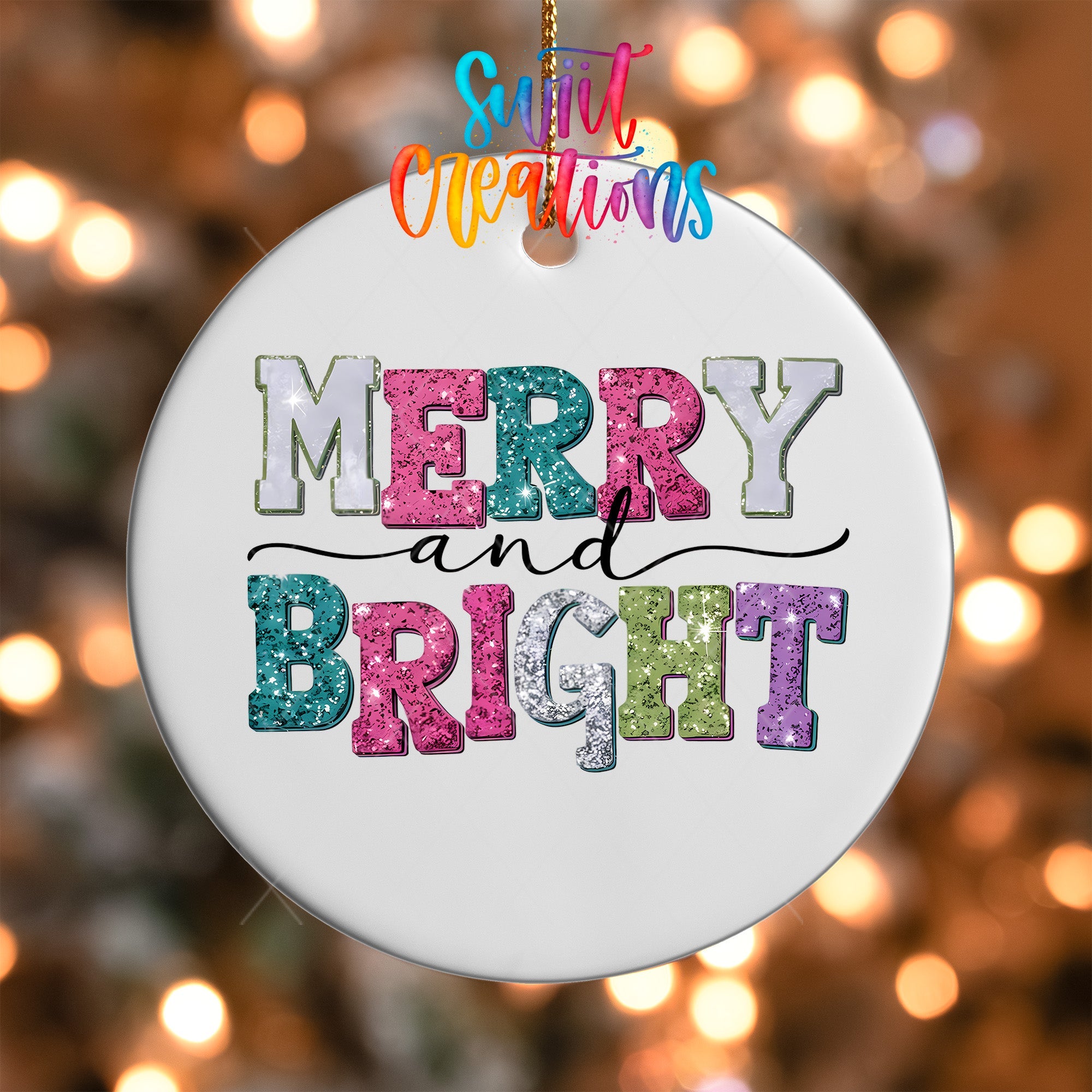 Merry and Bright Christmas UV DTF Ornament Transfer | O-1201 - Swiit Creations