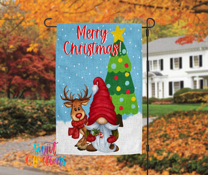 Merry Christmas Gnome Garden Flag | Holiday Yard Flag | Reindeer Outdoor Decor | Christmas Tree Porch Decoration | YF74 - Swiit Creations