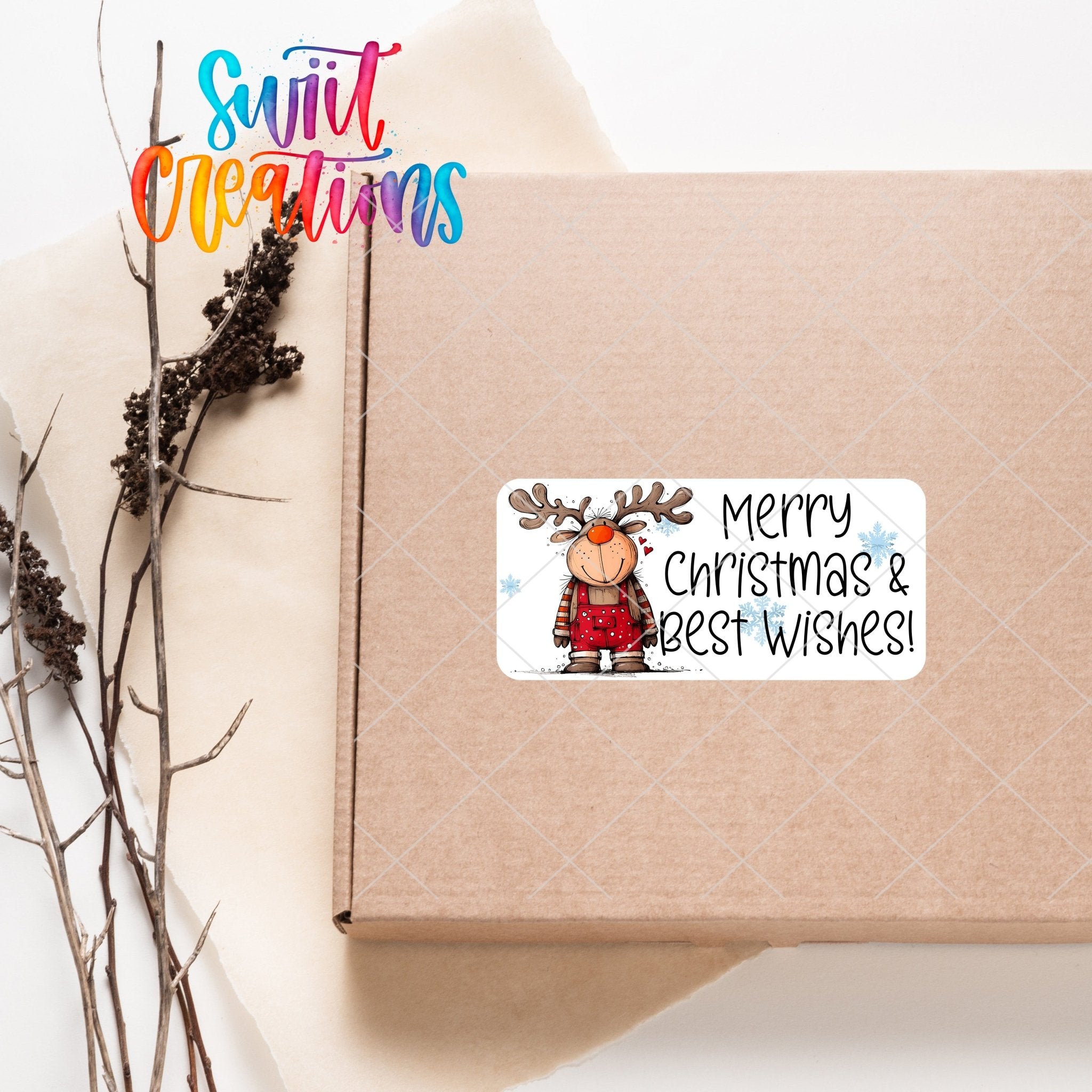 Merry Christmas Reindeer Sticker | SB50 - Swiit Creations